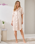 MUST TRY: SLEEPWEAR ชุดนอน MIDI HOME SHIRT DN20266 ผ้าซาติน