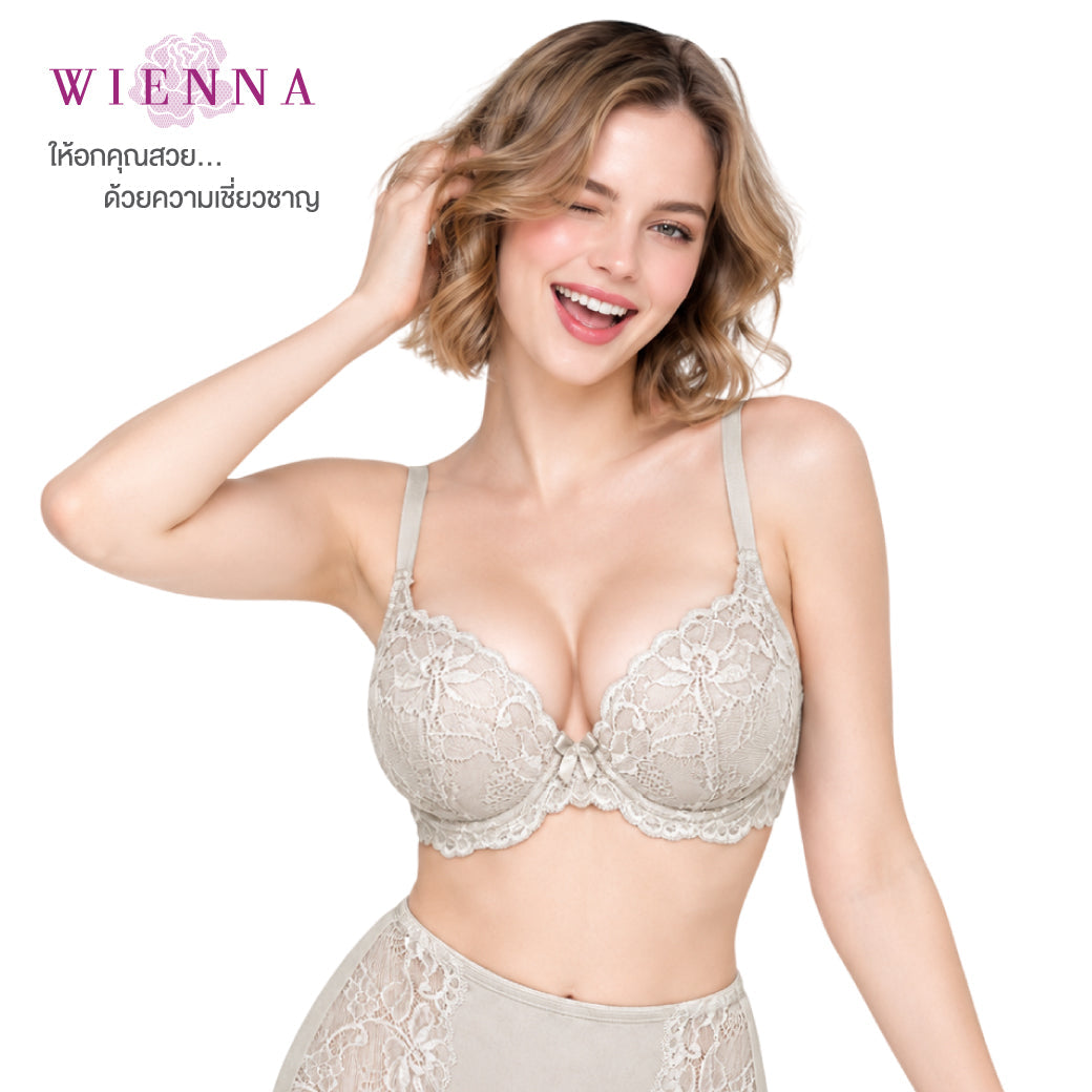 WIENNA  เสื้อชั้นใน (ABCDE75-80) 3/4 Cup เสริมโครง เต้าเสริมบาง (DB27796) Wiennashop