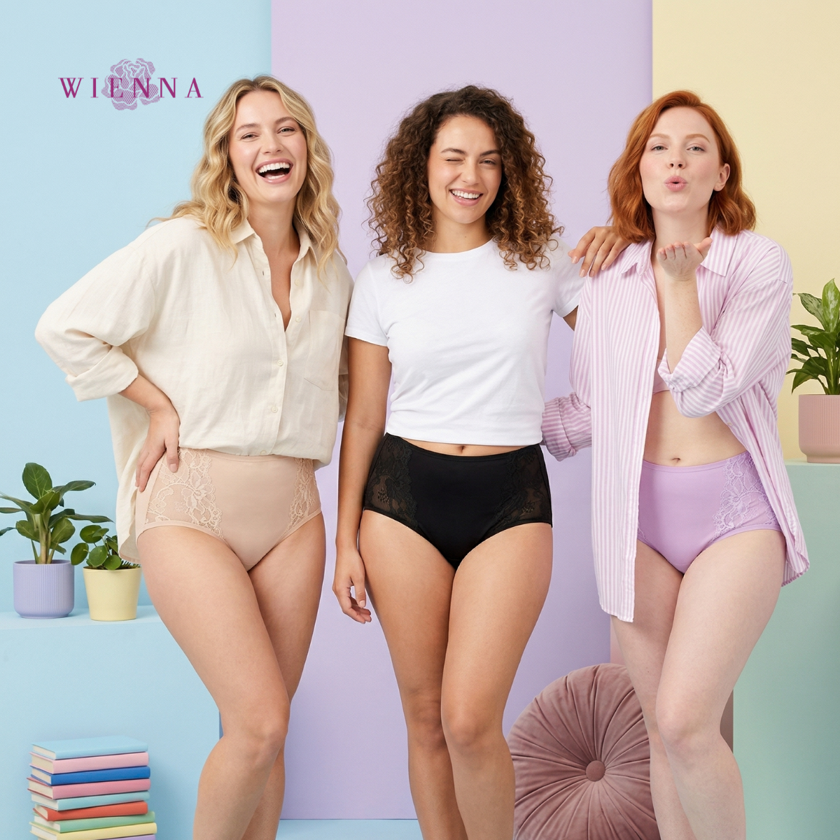 NEW WIENNA กางเกงชั้นใน เข้าคู่บรา แบบกึ่งเต็มตัว (DU21413) Wiennashop