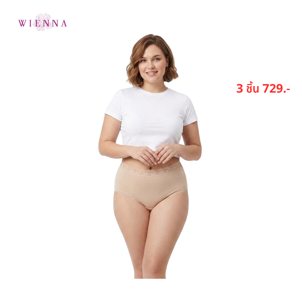 WIENNA PANTIES SPANDEX กางเกงชั้นใน แบบเต็มตัว ขอบลูกไม้ (DU84028) Wiennashop
